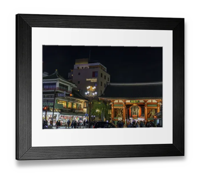Framed Print : A traditional Japanese temple next to a busy street at night Framed Print : A traditional Japanese temple next to a busy street at night
