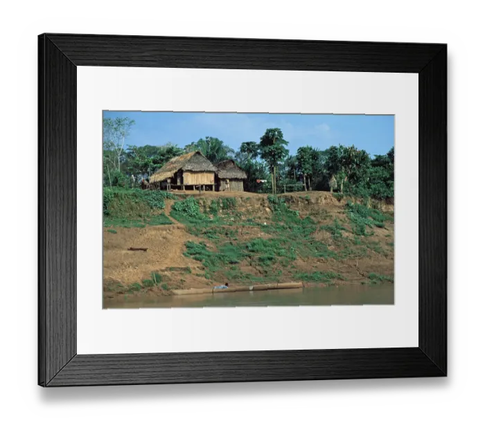 Framed Print : Riverfront house, Rio Tambopata