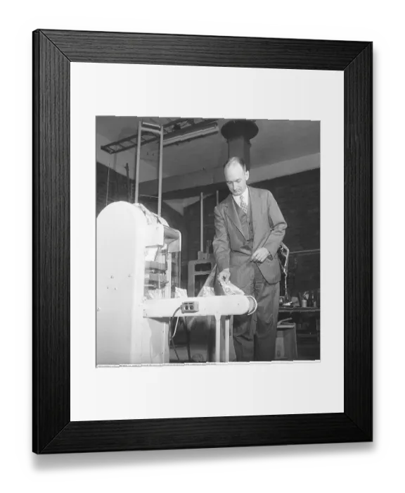 Framed Print : The first Tetra Pak carton - a tetrahedron patented by Ruben Rausing