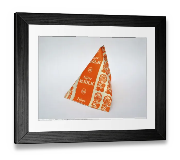 Framed Print : The first Tetra Pak carton - a tetrahedron patented by Ruben Rausing Framed Print : The first Tetra Pak carton - a tetrahedron patented by Ruben Rausing