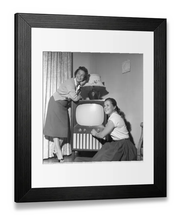 Framed Print : A television set from the 1950s