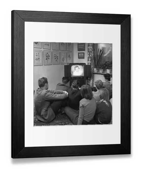 Framed Print : Television set in the 1950s