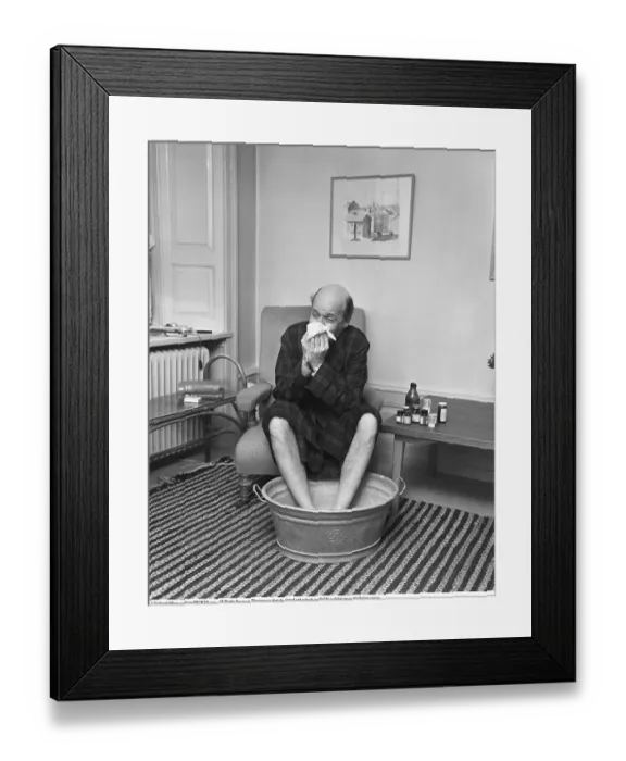 Framed Print : A Poorly Chap with His Feet in a Hot Bath 1950 Framed Print : A Poorly Chap with His Feet in a Hot Bath 1950