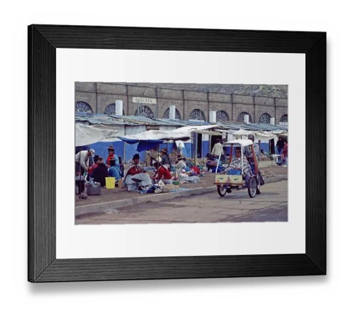 Framed Print : People, woman, market, rickshaw