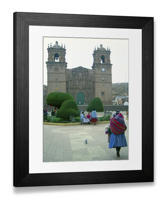Framed Print : Cathedral, Placa de Armas, Puno