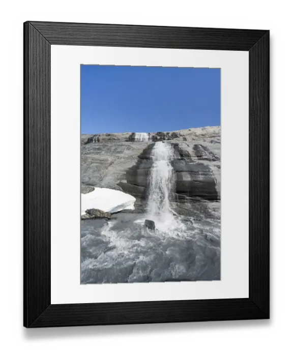 Framed Print : Glacier Stream with Waterfall, Worthington Glacier