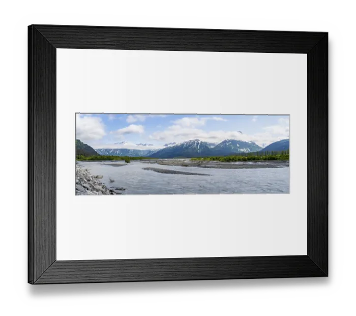 Framed Print : Lowe River, mountainous landscape on Richardson Highway near Valdez