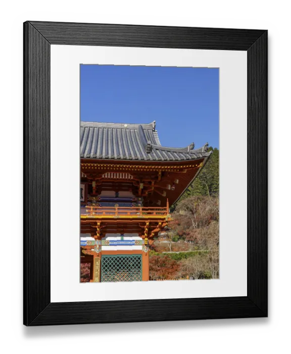 Framed Print : Japanese temple with traditional architecture under blue sky