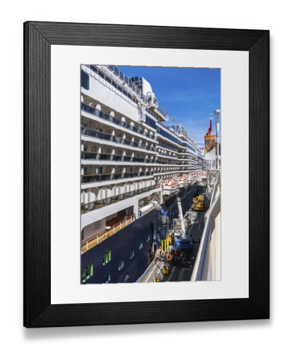 Framed Print : Large cruise ship docking in vancouver Framed Print : Large cruise ship docking in vancouver