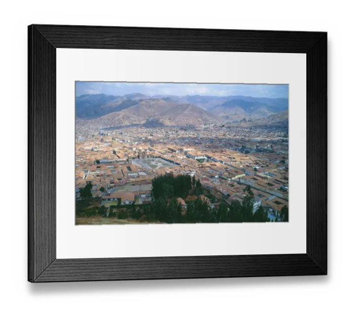 Framed Print : View of the Andean city of Cusco from Saysayhuaman fortress
