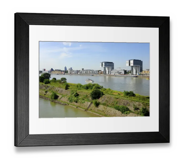 Framed Print : Crane houses, modern architecture on the Rhine