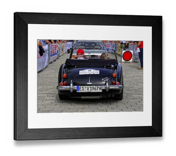 Framed Print : Austin-Healey 3000MK III, rear view of a black classic car at the Donau Classic 2011