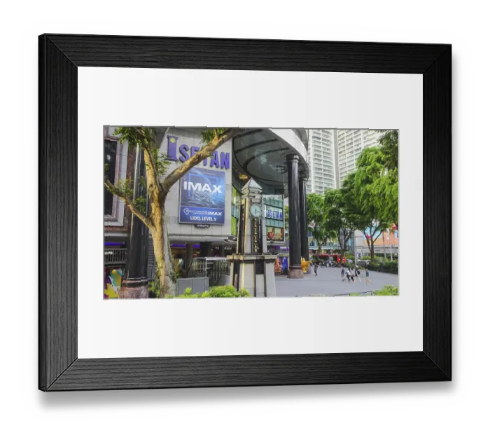 Framed Print : Entrance to a shopping mall with Isetan and IMAX signs