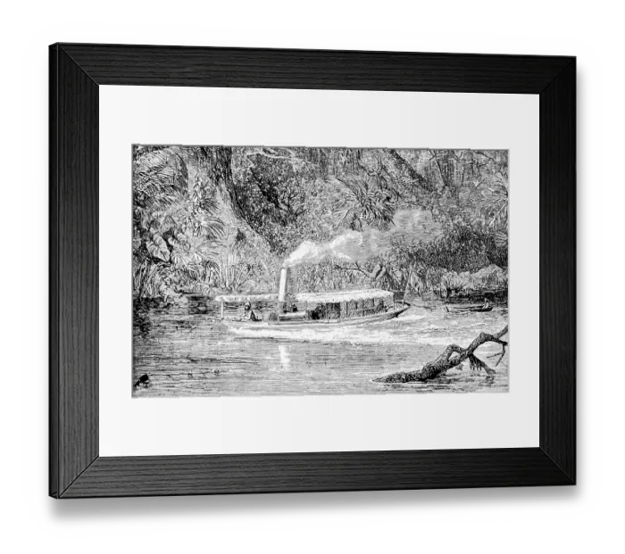 Framed Print : Research trip on a river in New Guinea Framed Print : Research trip on a river in New Guinea
