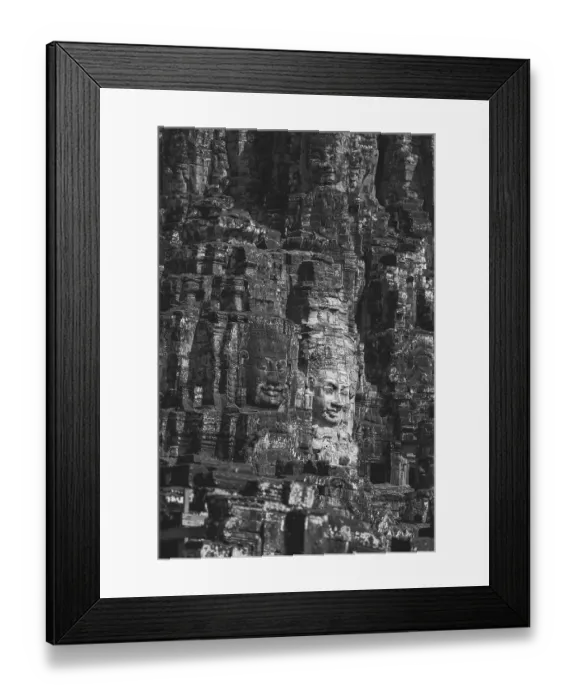 Framed Print : Huge stone-carved faces of Bodhisattva Lokeshvara