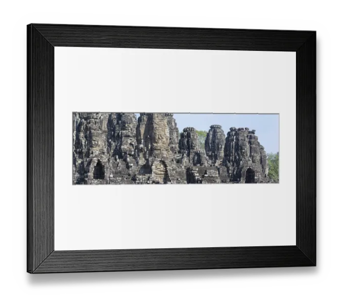 Framed Print : Panoramic picture of huge stone-carved faces of Bodhisattva Lokeshvara