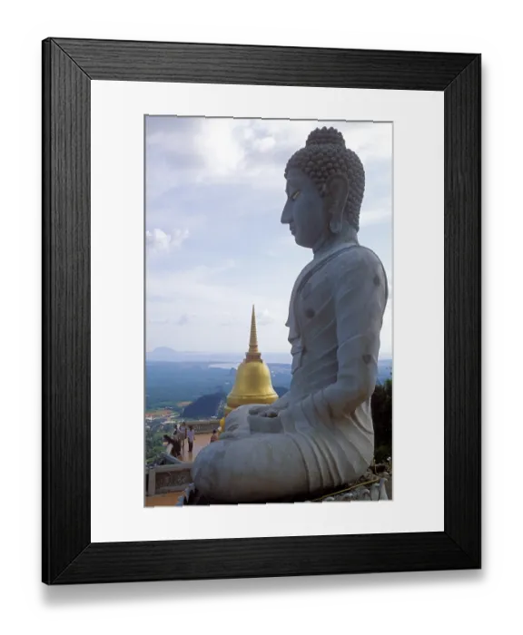 Framed Print : Buddha statue and chedi in Wat Tam Sua monastery