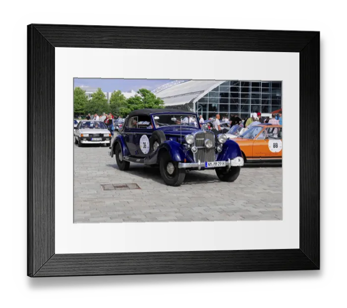 Framed Print : Blue classic car convertible at classic car exhibition Framed Print : Blue classic car convertible at classic car exhibition