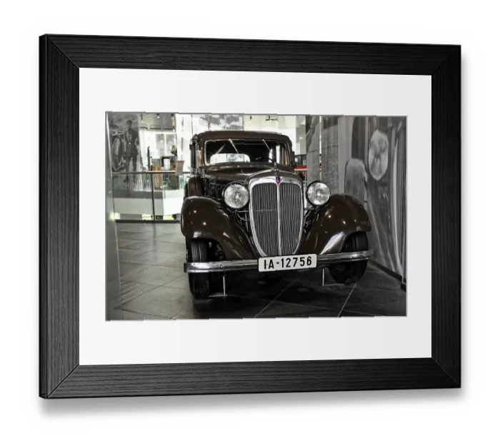 Framed Print : Front view of a brown classic car with classic design Framed Print : Front view of a brown classic car with classic design
