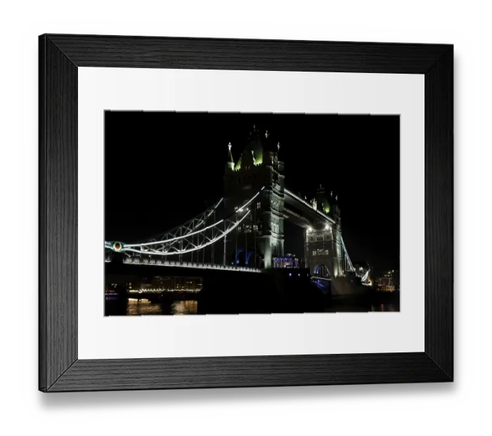 Framed Print : Tower Bridge brightly lit at night