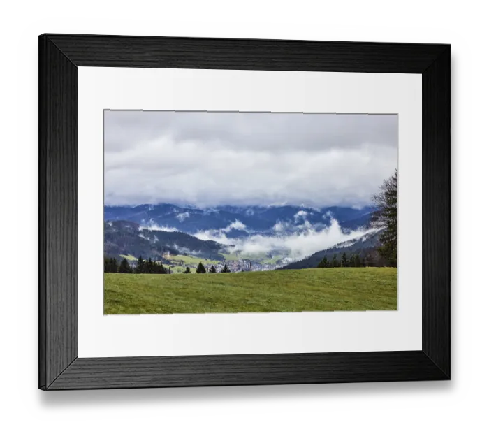 Framed Print : Village, hilly landscape, hills