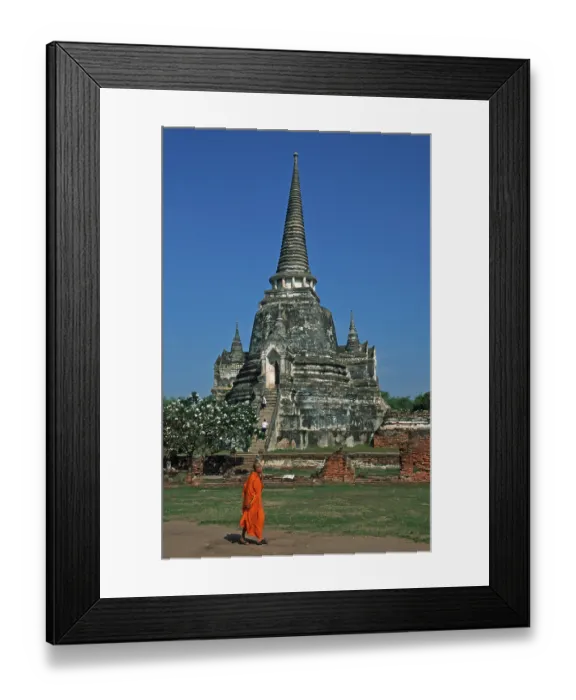 Framed Print : Monk, Chedi at Wat Phra Si Sanphet