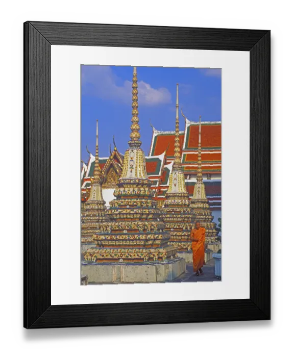 Framed Print : Monk, Chedis, Wat Pho, Bangkok Framed Print : Monk, Chedis, Wat Pho, Bangkok