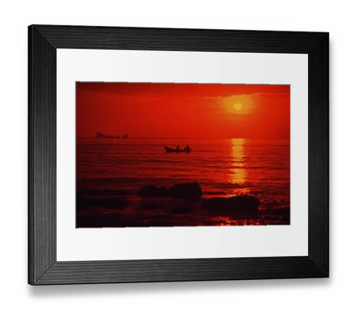 Framed Print : Fishing boat at sunset, silhouettes Framed Print : Fishing boat at sunset, silhouettes