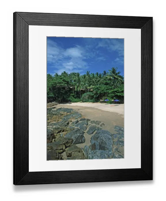 Framed Print : Umbrellas, palm beach at The Narima Resort on the island of Ko Lanta