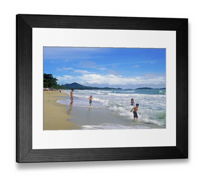 Framed Print : People, children, sea, surf, Chaweng Beach on Ko Samui