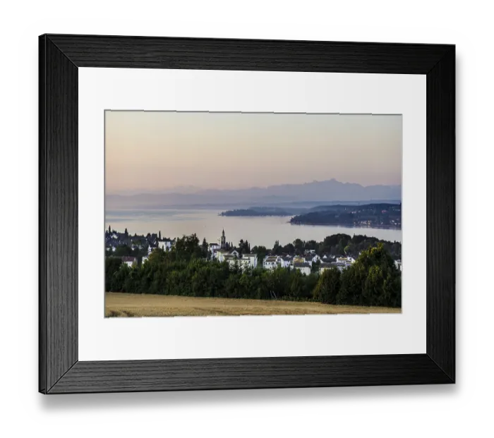 Framed Print : View of Lake Constance with the Swiss Alps in the background