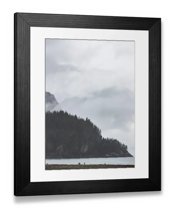 Framed Print : Fog-enveloped mountains with trees