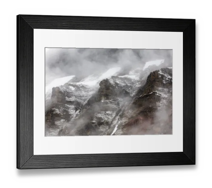 Framed Print : Mountain peaks in fog, Longyearbyen