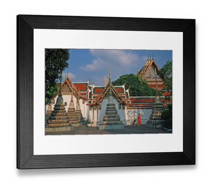 Framed Print : Monk, Chedis, Wat Pho, Bangkok
