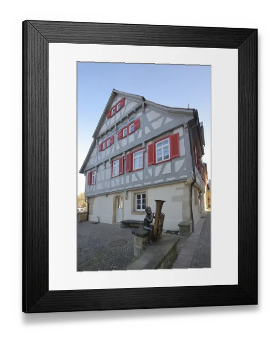 Framed Print : Sculpture boy with tuba by Guido Messer 1991 Framed Print : Sculpture boy with tuba by Guido Messer 1991