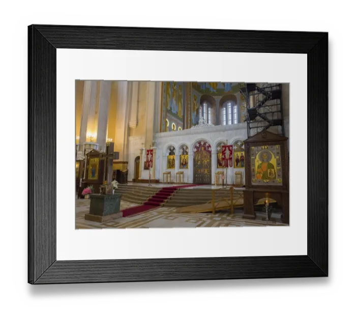 Framed Print : View of the interior of an Orthodox church with altar
