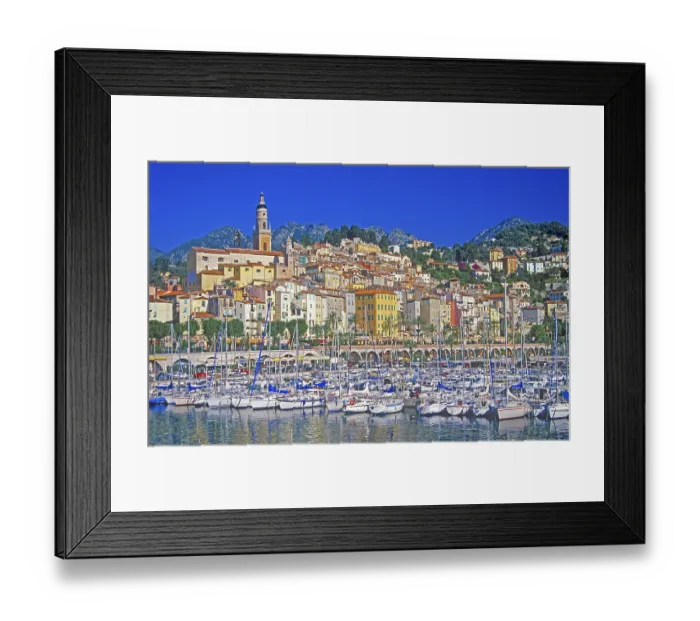 Framed Print : Old town and marina, Menton, Cote d'Azur