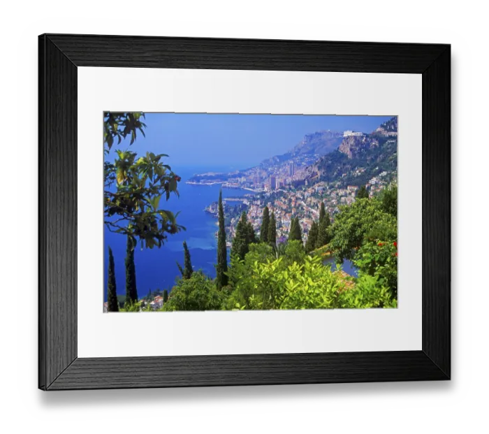 Framed Print : Panoramic view of Monaco, the Hotel Vistaro and Roquebrune-Cap-Martin