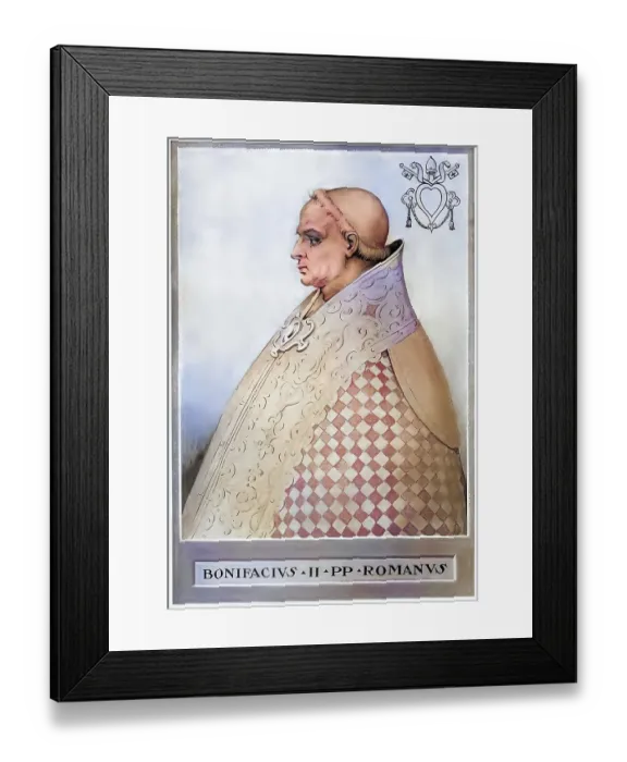 Framed Print : Boniface II (born in Rome, died 17 October 532) was Pope from 22 September 530 until his death Framed Print : Boniface II (born in Rome, died 17 October 532) was Pope from 22 September 530 until his death