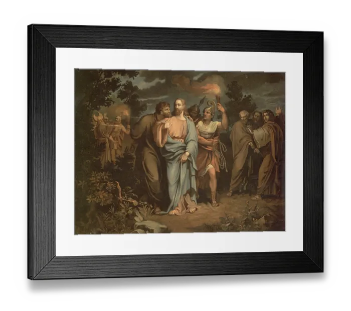Framed Print : Scene from the biblical story, The Kiss of Judas