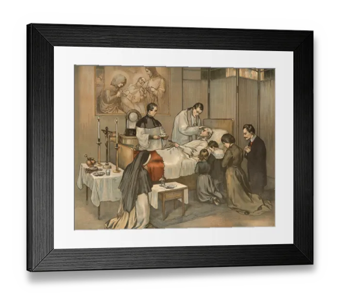 Framed Print : Scene from the biblical story, The term Last Oiling in Christian tradition refers to the sacrament