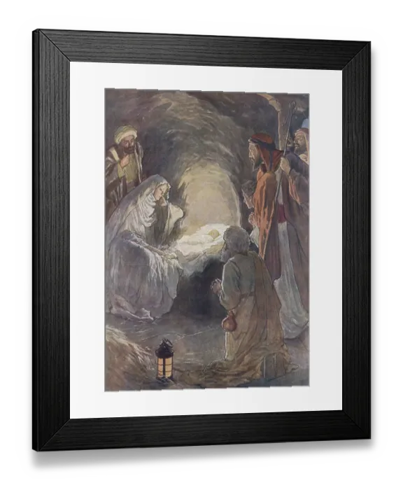 Framed Print : Scene from the biblical story, The story of the birth of Jesus and the shepherds Framed Print : Scene from the biblical story, The story of the birth of Jesus and the shepherds