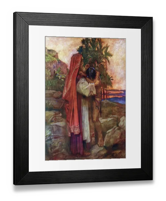 Framed Print : Scene from the biblical story, the famous biblical parable of the prodigal son
