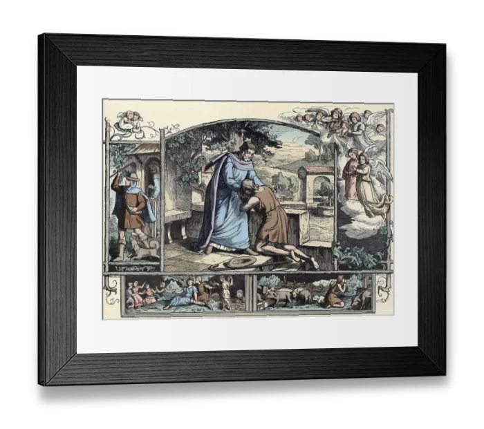 Framed Print : Scene from the biblical story, the famous biblical parable of the prodigal son