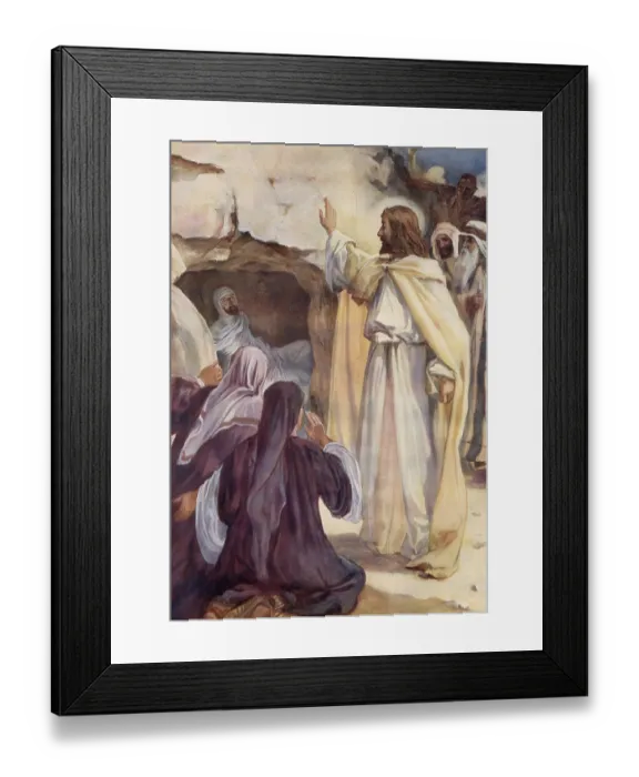 Framed Print : Scene from the biblical story, The Raising of Lazarus is a central miracle in the Gospel of John