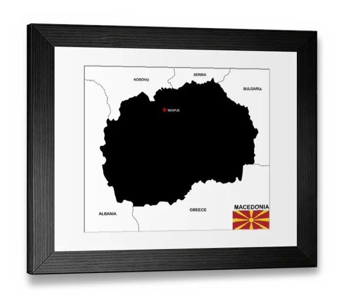 Framed Print : Very big size macedonia black map illustration Framed Print : Very big size macedonia black map illustration