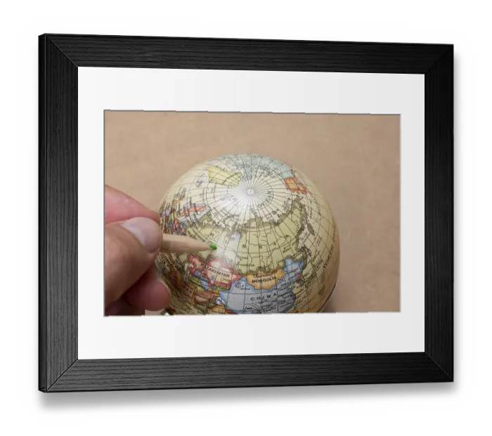 Framed Print : Model globe for environment and conservation