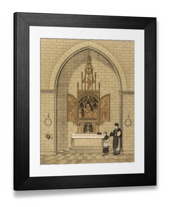 Framed Print : Scene from the biblical story, Gothic altar