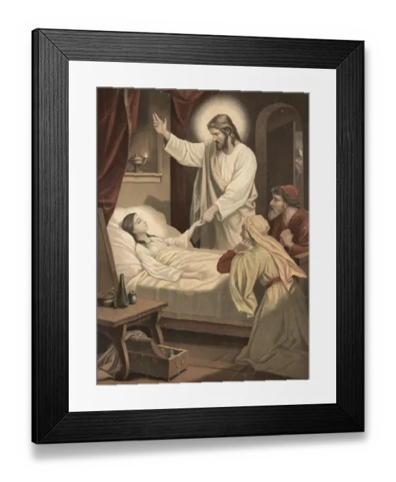 Framed Print : Scene from the biblical story, story of the raising of the daughter of Jairus Framed Print : Scene from the biblical story, story of the raising of the daughter of Jairus