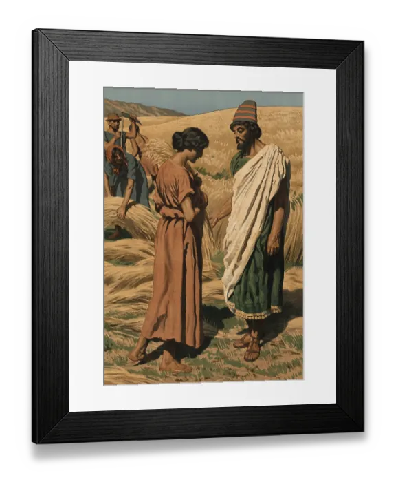 Framed Print : Scene from the biblical story, story of Ruth and Boaz